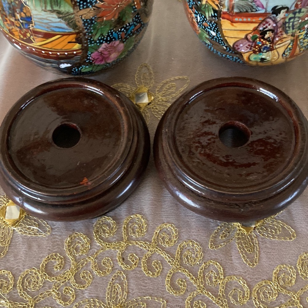 Set of 2 vintage oriental hand painted satsuma egg - Picture 12 of 12